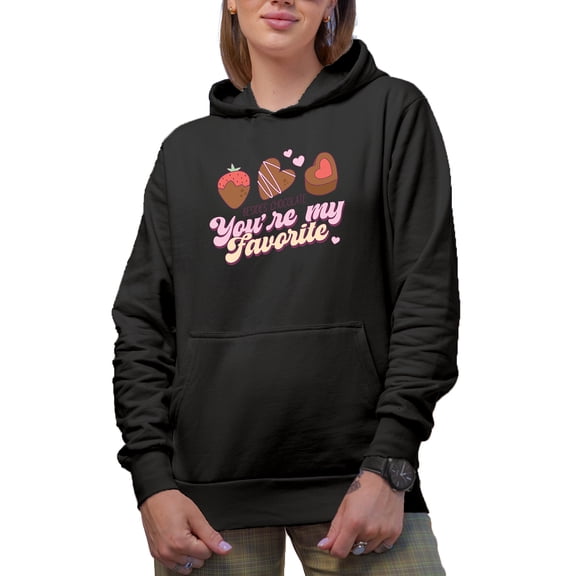 Besides Chocolate, You're My Favorite, Retro Valentine's Day Gift, Black Hooded Sweatshirt or Hoodie, Small