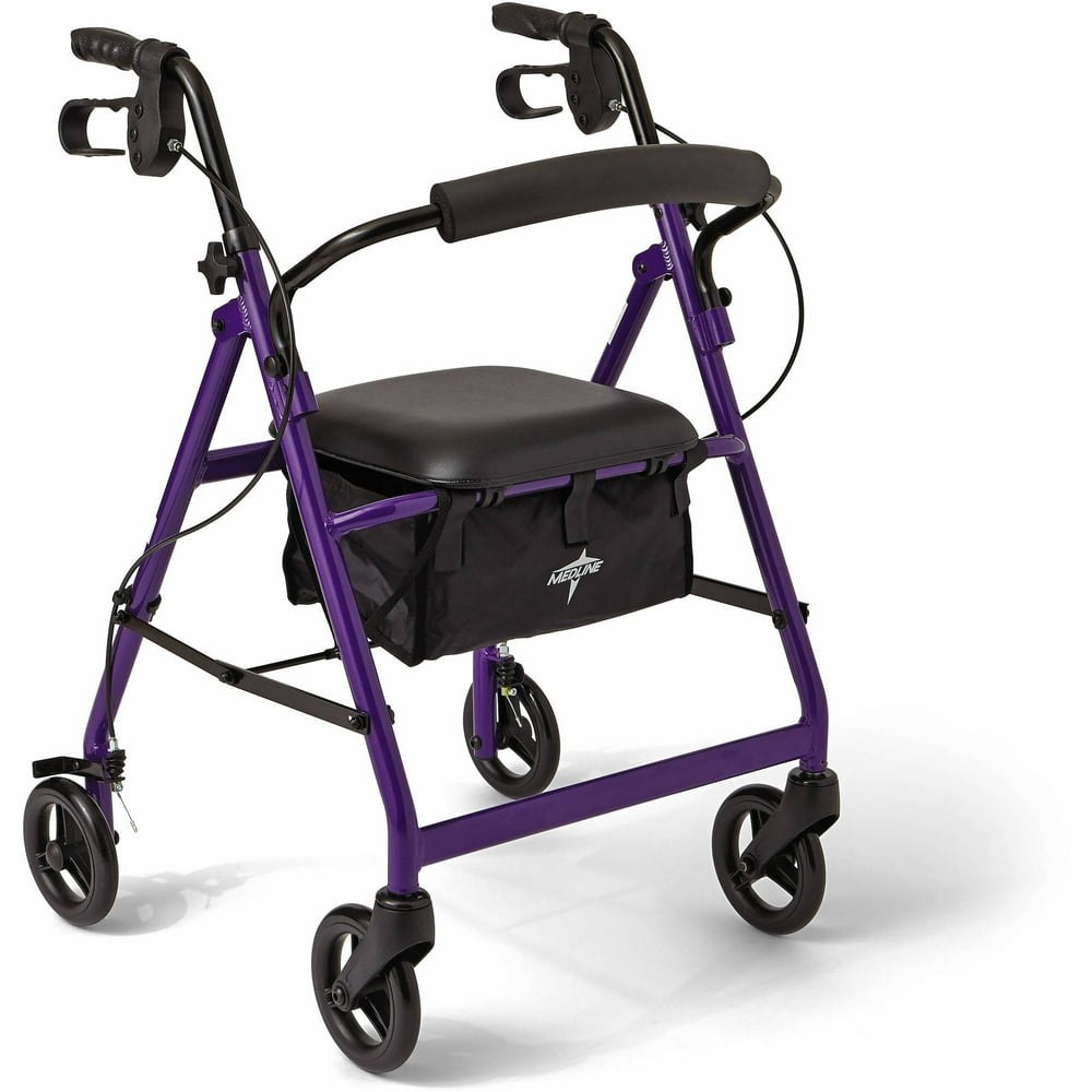 Medline Lightweight Aluminum Rollator, Folding Rolling Walker, 6