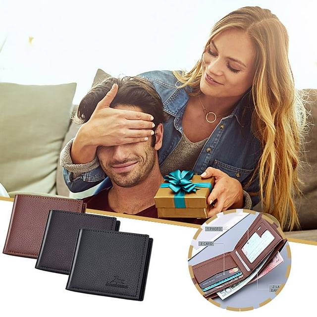 Men's Slim RFID Blocking Wallet - Ultra-Thin Vertical Card Holder | Premium PU Leather & Compact Design