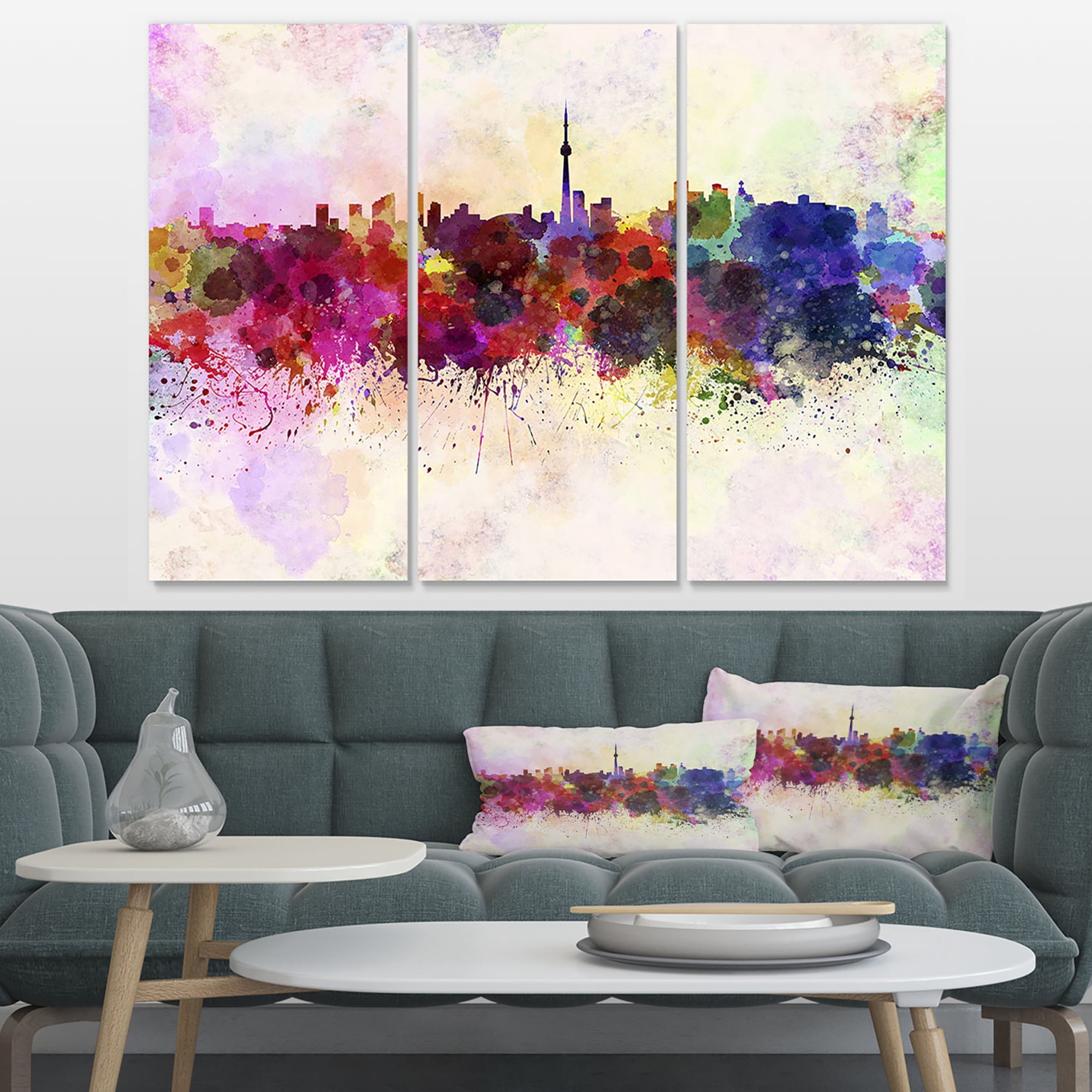 Designart 'Toronto Skyline ' Cityscape Canvas Artwork Print