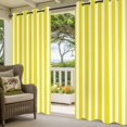 thumbnail image 5 of Outdoor Curtains for Patio Waterproof, Yellow Striped Windproof Pravicy Outside Porch Blackout Curtain, Modern Farmhouse Yellow White Stripes Sun Blocking Grommets Curtains for Cabana Gazebo 54"x108", 5 of 9