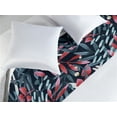 thumbnail image 2 of Leafy Design Bed Runner, Modern Color Palette Tropical Jungle Leaves Pattern on Dark Back, Decorative Accent Bedding Scarf for Hotels Homes & Guest Rooms, King, Dark Coral Slate Blue, by Ambesonne, 2 of 3