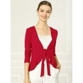 thumbnail image 2 of Women's Tie Front Metallic Ruffled Long Sleeve Open Cardigan, 2 of 6