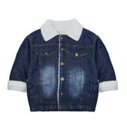 dailooas Winter Unisex Children Denim Warm Clothing Kids Thicken Coat Outwear(120cm)-181237.03