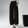 thumbnail image 4 of Owordtank Parachute Pants for Women Cargo Pants Women Baggy Drawstring High Rise Straight Leg Baggy Pants Jogger Sweatpants, 4 of 6