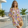 thumbnail image 3 of Renewold Swim Cover Up for Women Long Sleeve T-Shirt Dress with Pocket Breathable Y2K Button Down Shirt Bathing Suit Cover Up Shirt Bikini Coverups, Y2K Hippie Flower Daisy Print, 2XL, 3 of 7