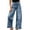 Blue, variant on Women's Polka Dot Print Ruffle Hem Denim Jeans ,Fashion Casual Jeans ,Women's Plus M