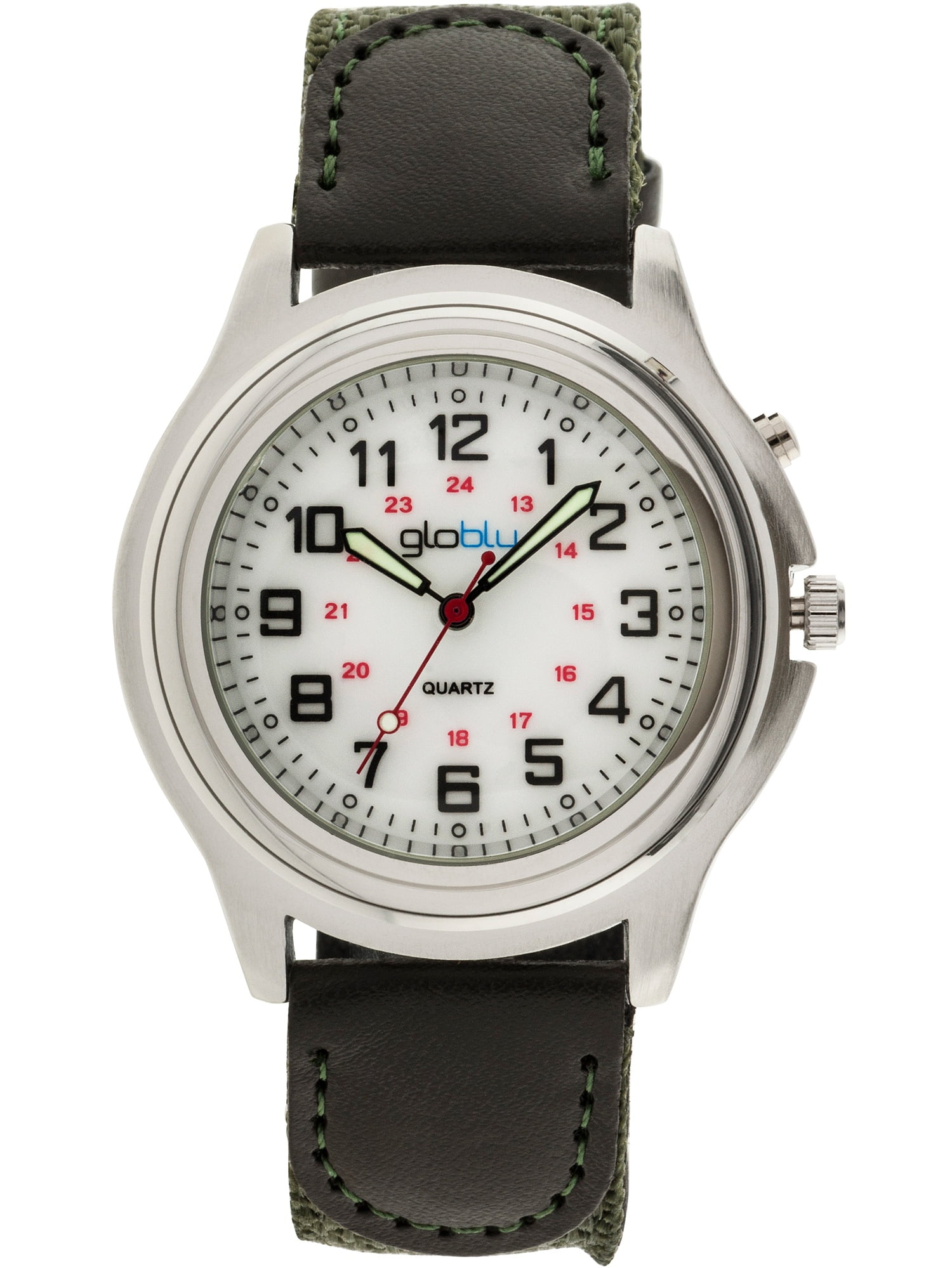 Men's PushButton EL LightUp Watch, Green Nylon Strap