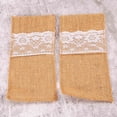 thumbnail image 3 of Juego de 50 cuchillos y tenedores de cubiertos naturales, bolsa para cubiertos, soporte de arpillera y encaje, decoración de boda, 21 x 11 cm, 3 of 8