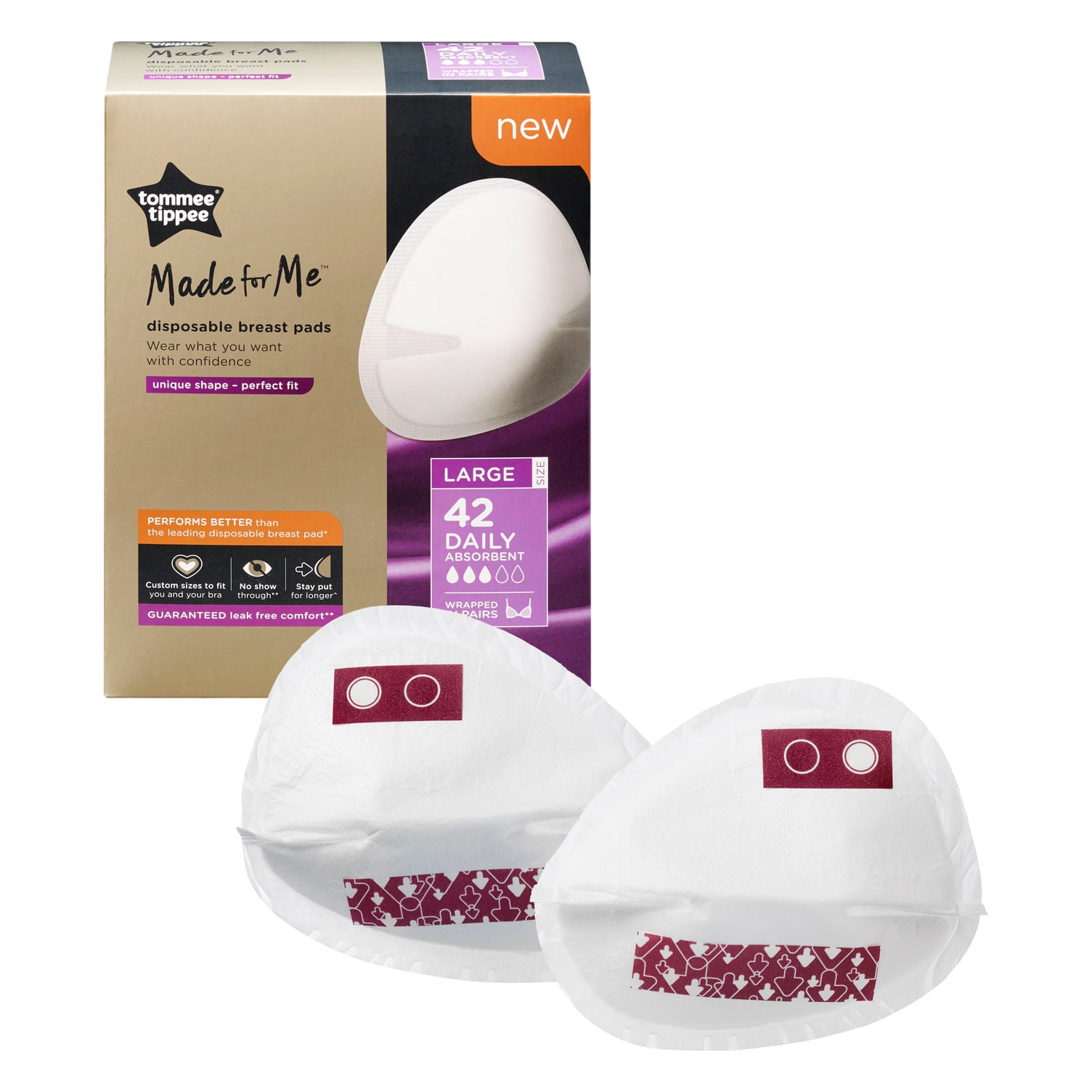 Tommee Tippee Made for Me Daily Disposable Breast Pads Large, 42ct