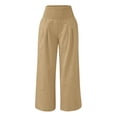 thumbnail image 4 of Women's Pants Fashion Casual Pants For Women Linen Summer Wide Leg High Waist Casual Pant 2026 Beach Travel Vacation Outfits, 4 of 7