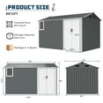 thumbnail image 5 of Chery Industrial 8x12 Ft Metal Outdoor Tool Storage Shed with Window, Floor Base & Air Vents, Gray, 5 of 8