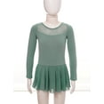 thumbnail image 3 of CHICTRY Girls Short Sleeves Tutu Ballet Dance Dress Gymnastic Training Leotard Green-A 130, 3 of 7