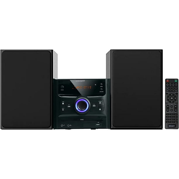 Stereo System for Home with Bluetooth, Micro HiFi CD Player, Stereo DVD  Player, FM Radio, CD MP3 Playback,USB/AUX/Mic/Headphone Jack,Remote  Control,30W Micro Music Sound Home Stereo System 