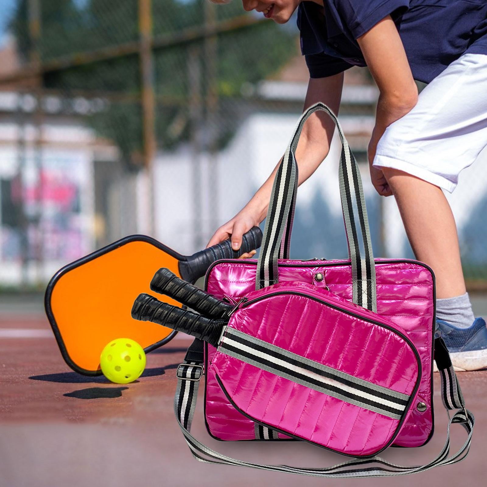 Baoblaze Tennis Bag Detachable Racket Holder Multipurpose Portable Tennis Racquet Bag Rose Red