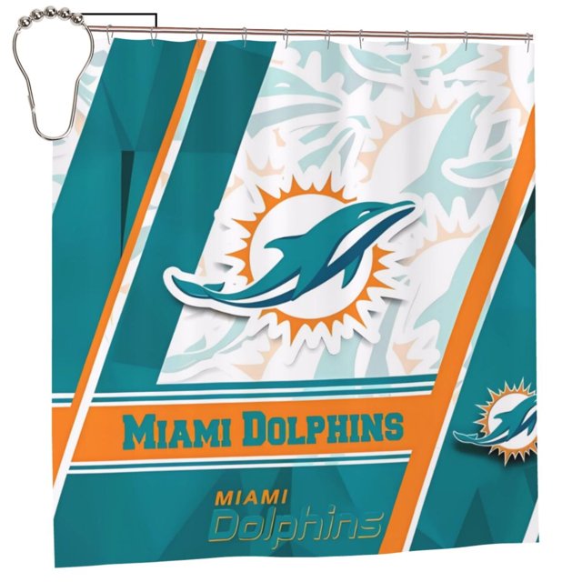 Cortinas opacas impermeables personalizadas del equipo de fútbol Dolphins, cortinas impermeables, cortina de ducha para baño, cortina de ducha para el hogar antialtas temperaturas, 72 x 72 pulgadas