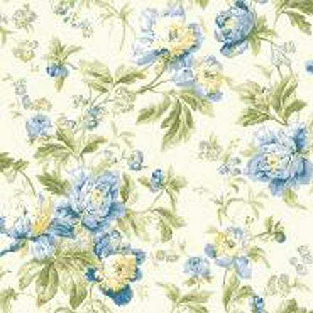 Waverly Classics Forever Yours Wallpaper, Eggshell/Gray Blue/Cobalt Blue/Sage/Amber/Butter/Willow Green/Grass Green