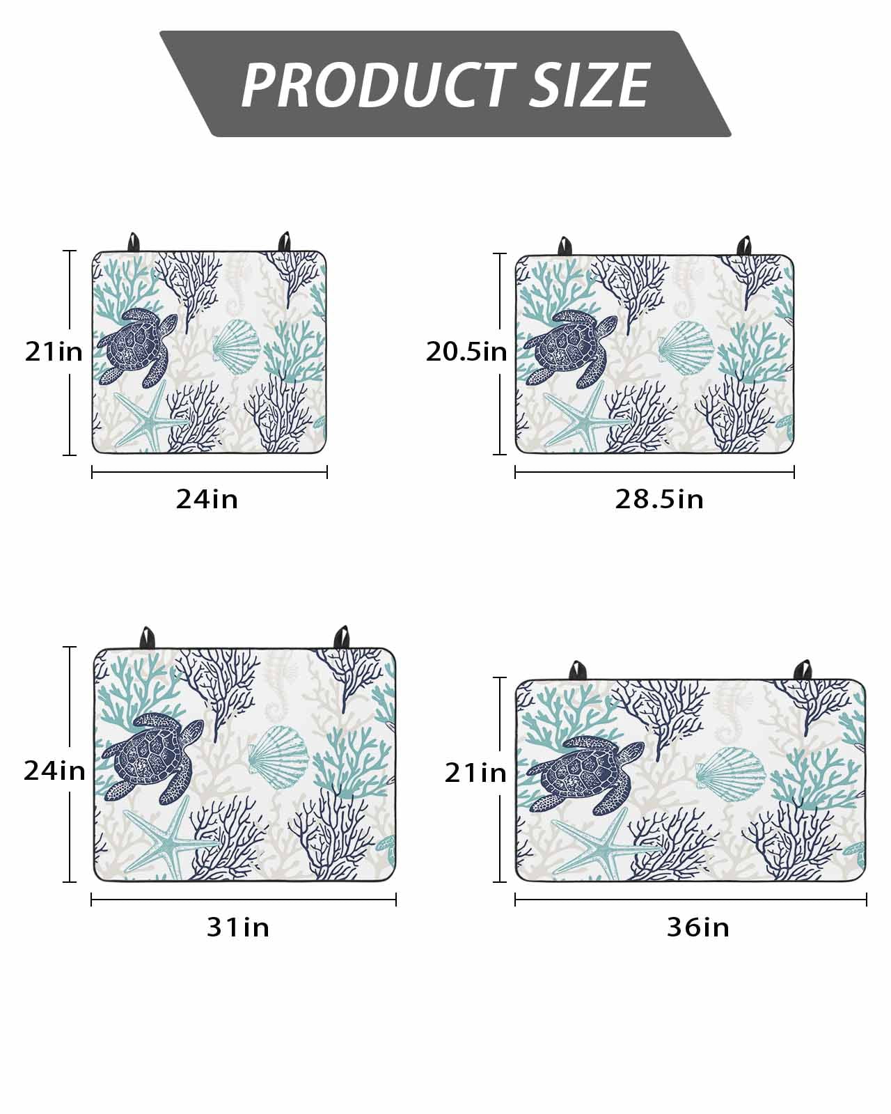 Stove Top Covers for Electric Stove, Teal Blue Coastal Glass Stovetop Cover Protector, Sea Turtle Nautical Coral Summer Beach Induction Cooktop Protector Oven Mat for Kitchen Countertop 24"x21"