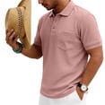 thumbnail image 5 of Hearthz S-5XL Mens Golf Polo Waffle Textured Short Sleeve Shirt for Men Big and Tall Solid Color Mens Golf Polo Shirts with Chest Pocket Pink S, 5 of 7