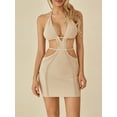 thumbnail image 3 of Elippeo Women Halter Bodycon Mini Dress, Sleeveless Tie Backless Hollow Out Knit Beach Dress, 3 of 9