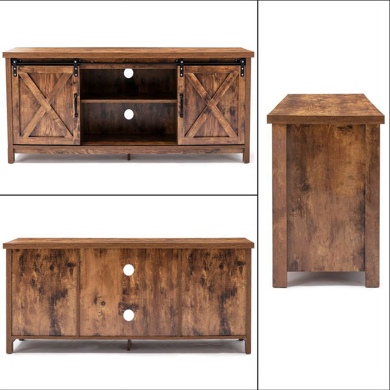 Yaoping 58" Farmhouse Sliding Barn Door TV Stand for TVs Up to 65" Television Cabinet(Rustic Brown)