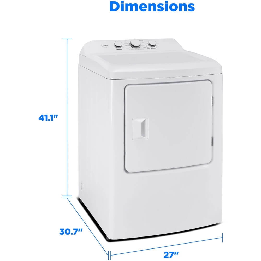 Midea MLTE39N1AWW 7.0 Cu. Ft. White Top Load Electric Dryer