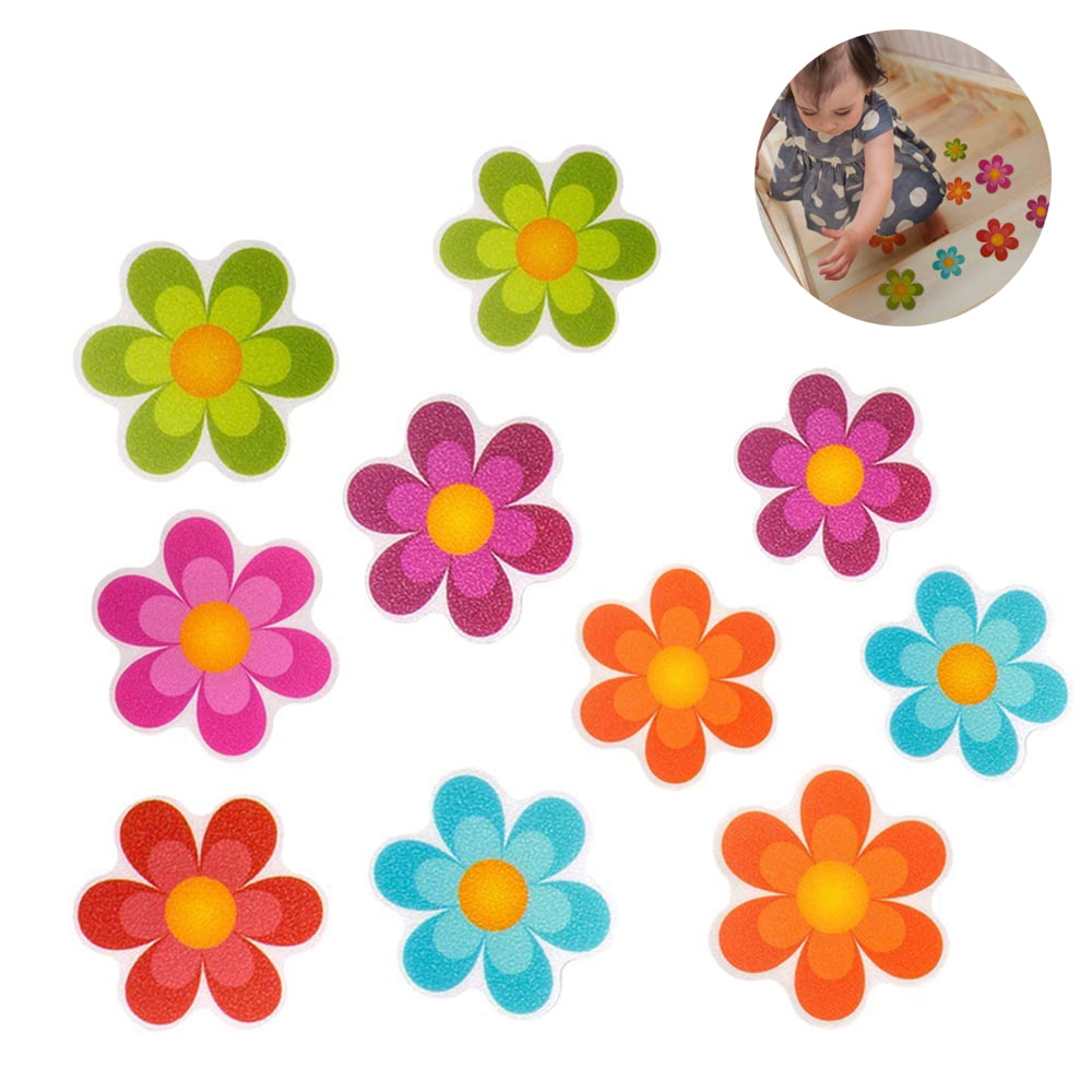 20 Non Slip Bathtub Flowers Stickers Adhesive Decals w/Bright Colors Appliques 