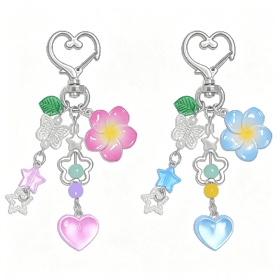 DESIGNICE Y2K Aesthetic Keychains for Women Cute Flowers Star Cake Jellyfish Keychins Charms Kawaii Bag Purse Decor Sweet Flower Keychain