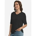 thumbnail image 2 of 3-pack Black Women's V Neck T Shirts Basic Summer Tees Casual Half Sleeve Tops, 2 of 4