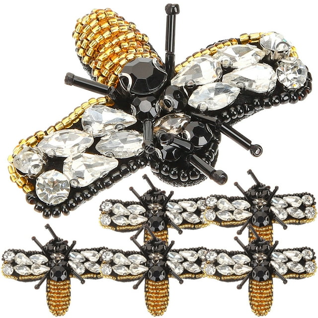 6Pcs Rhinestone Patches Sewing Applique Insect Embellishment Decoration for Clothing Hats Backpacks