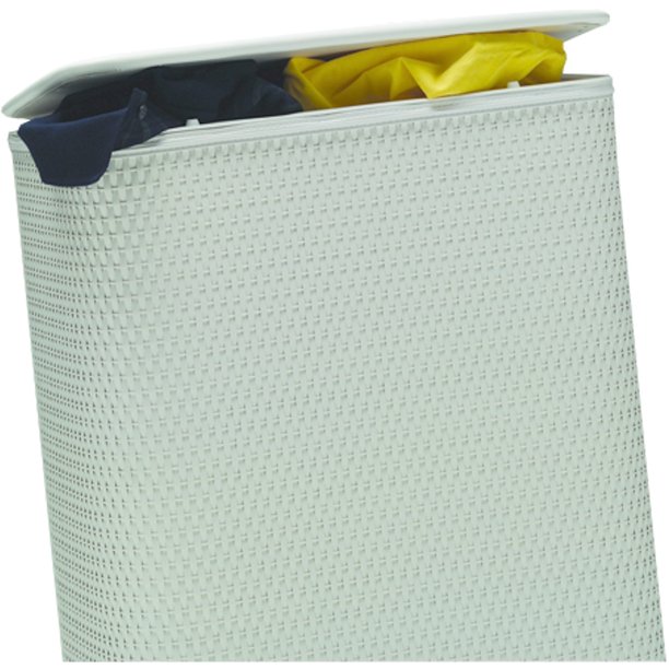 Chelsea Pattern White Wicker Hamper with Vinyl Lid