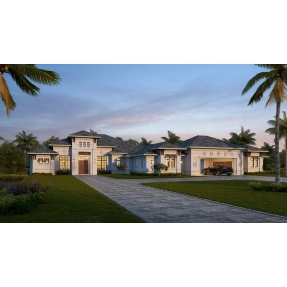 013-42421: Luxury Contemporary 4 Bed, 5 Bath Luxury Home Plan, 4242 Sq Ft: Full Blueprints with License to Build by Home Plan Marketplace - Lesuto