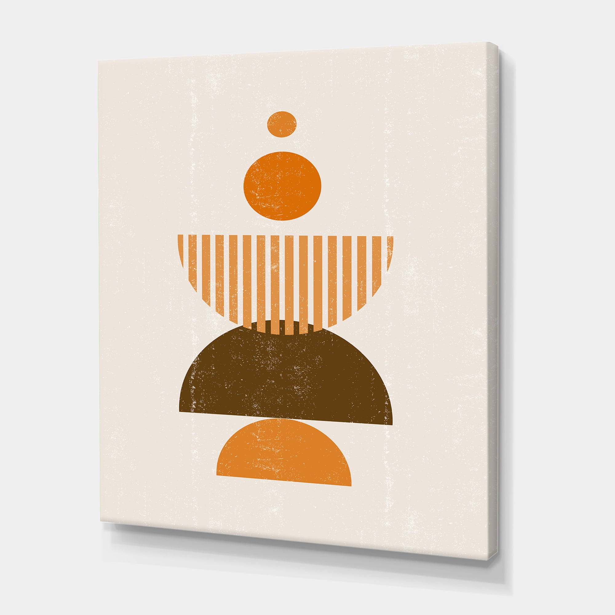 Designart ' Abstract Minimal Moon and Sun In Earth Tones I ' Modern Canvas Wall Art Print