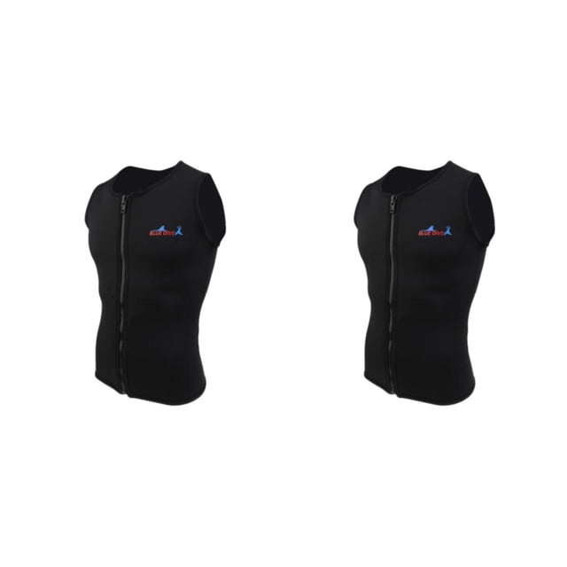 Greeniant Mens 2mm Black Neoprene Wetsuit Vest Top Front Zipper for Diving Surfing S Tipo 1 2piezas
