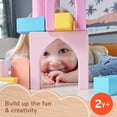 thumbnail image 4 of Fisher-Price Wooden Pink Castle Building Block Set, Stacking Pretend Play for Toddlers 2+, 28 Pieces, 4 of 9