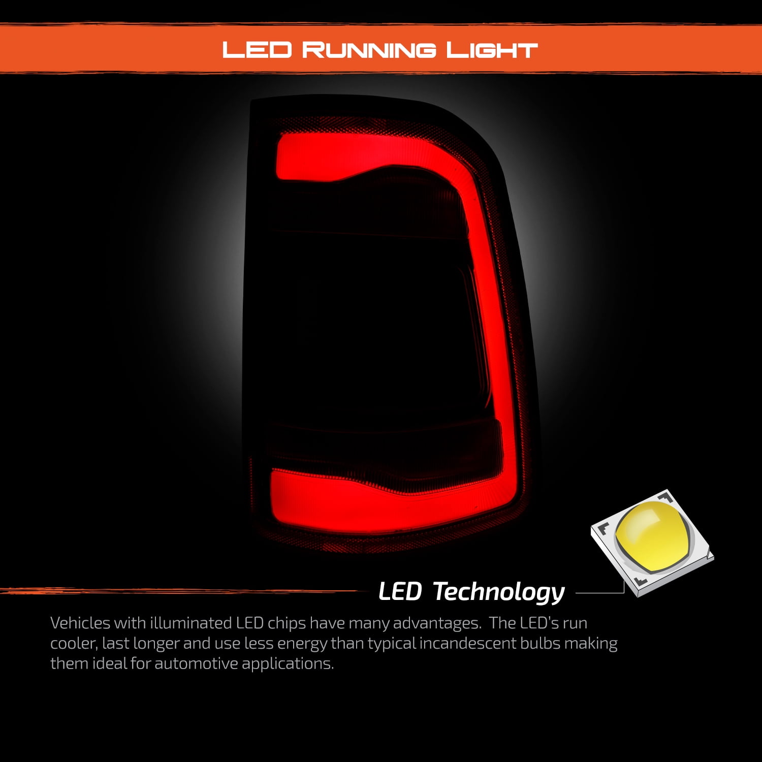 AKKON - Fit 2019-2024 Dodge Ram 1500 Rebel (Non Blind Spot Sensor) LED Tail Light OE Style Black Red Rear Lamp Replacement
