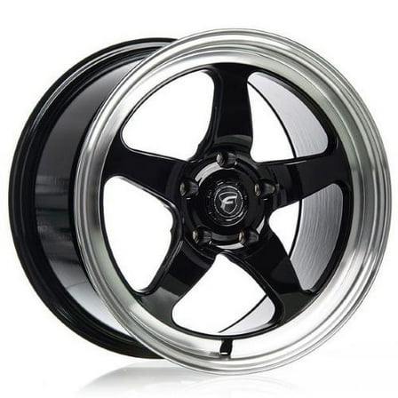 18x12 Forgestar F091 D5 Drag Gloss Black Machined Wheel 5x4.75 (50mm)