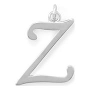 Precious Stars Sterling Silver Unisex Initial Letter Z Pendant - No Chain, Pendant Only