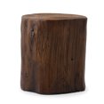 thumbnail image 4 of COSIEST Painted Brown Concrete End Table, Faux Wood Tree-Trunk Stool, 4 of 8