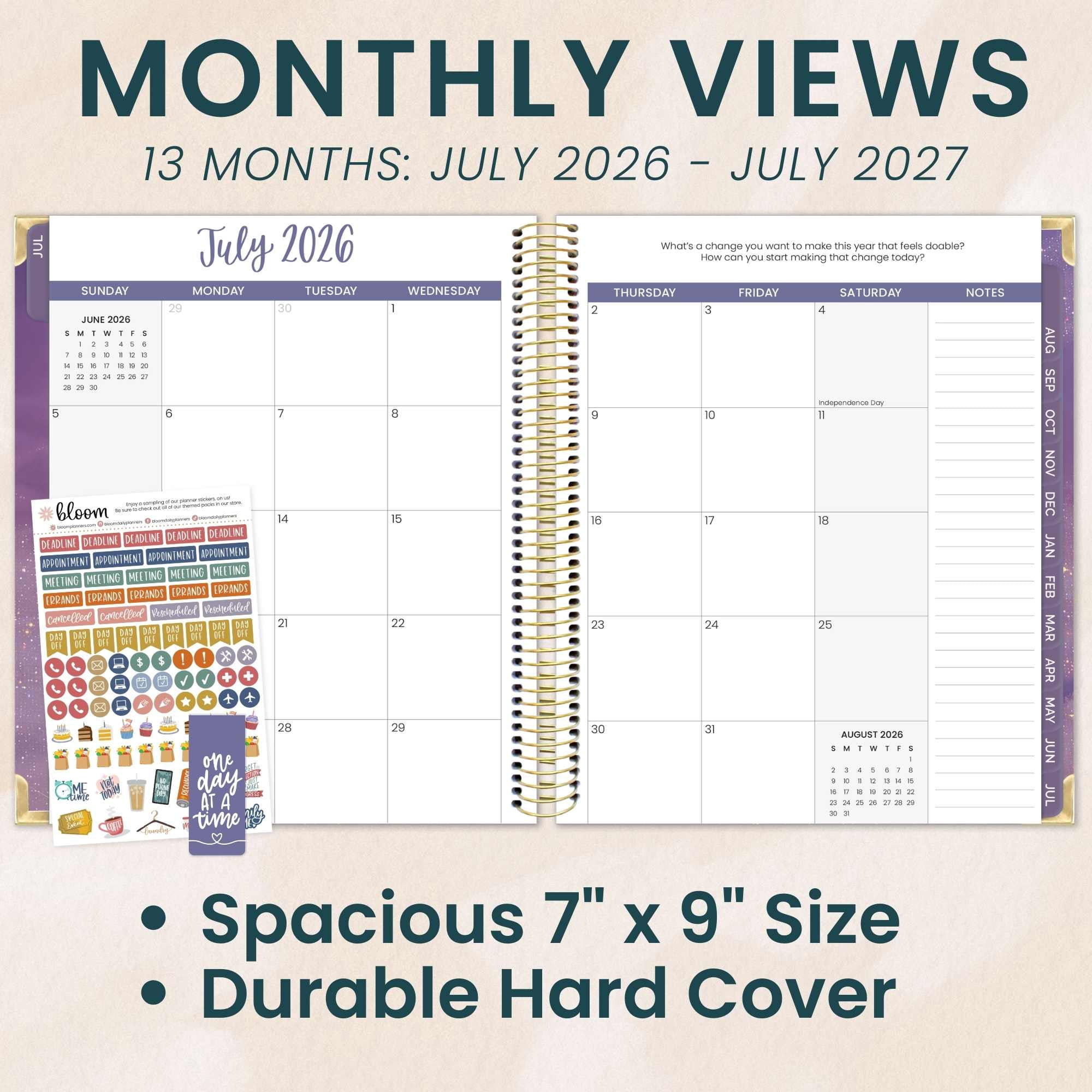 bloom daily planners 2026-2027 Academic Goal & Vision Planner, 13-Month Monthly & Weekly Hard Cover, 7.5" x 9", Good Things Are Coming