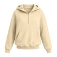 thumbnail image 5 of Girls Half Zip Hoodie Long Sleeve Casual Loose Fit Fashion Kids Hooded Sweatshirt Beige 5-6 Years, 5 of 5