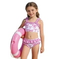 thumbnail image 2 of REDARER Girls Bow Print Two Piece Swimsuit with Ruffle Trim Straps & Ruffled Bottoms for Toddler Kids,18-24 Months, 2 of 6