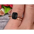 thumbnail image 5 of 1.80 Carat 8X6mm Cushion Cut Black Diamond Moissanite Solitaire Engagement Ring With Matching Band On 10K Rose Gold Art Deco Shining Startling Ring Anniversary Gift, 5 of 5