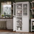 thumbnail image 4 of Palace Imports 100% Solid Wood 32" Pantry Cabinet with Solid, Frosted Glass Doors and Adjustable Shelves, White, 4 of 5