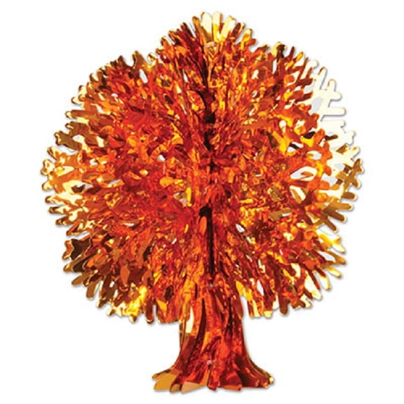 Beistle Club Pack of 12 Yellow and Orange Metallic Thanksgiving Fall Tree Wall Hanging Decorations