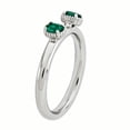 thumbnail image 3 of Created Emerald Sterling Silver Two-Stone Ring, 3 of 7