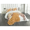thumbnail image 3 of Ambesonne Giraffe Quilted Bedspread Set 3 Pcs, Wildlife in Africa, King Size, Orange White and Brown, 3 of 5