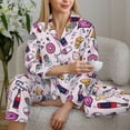 thumbnail image 6 of Bingfone Womens Pajama Sets Wine Print,Long Sleeve Loungewear Pajamas Set-X-Large, 6 of 8