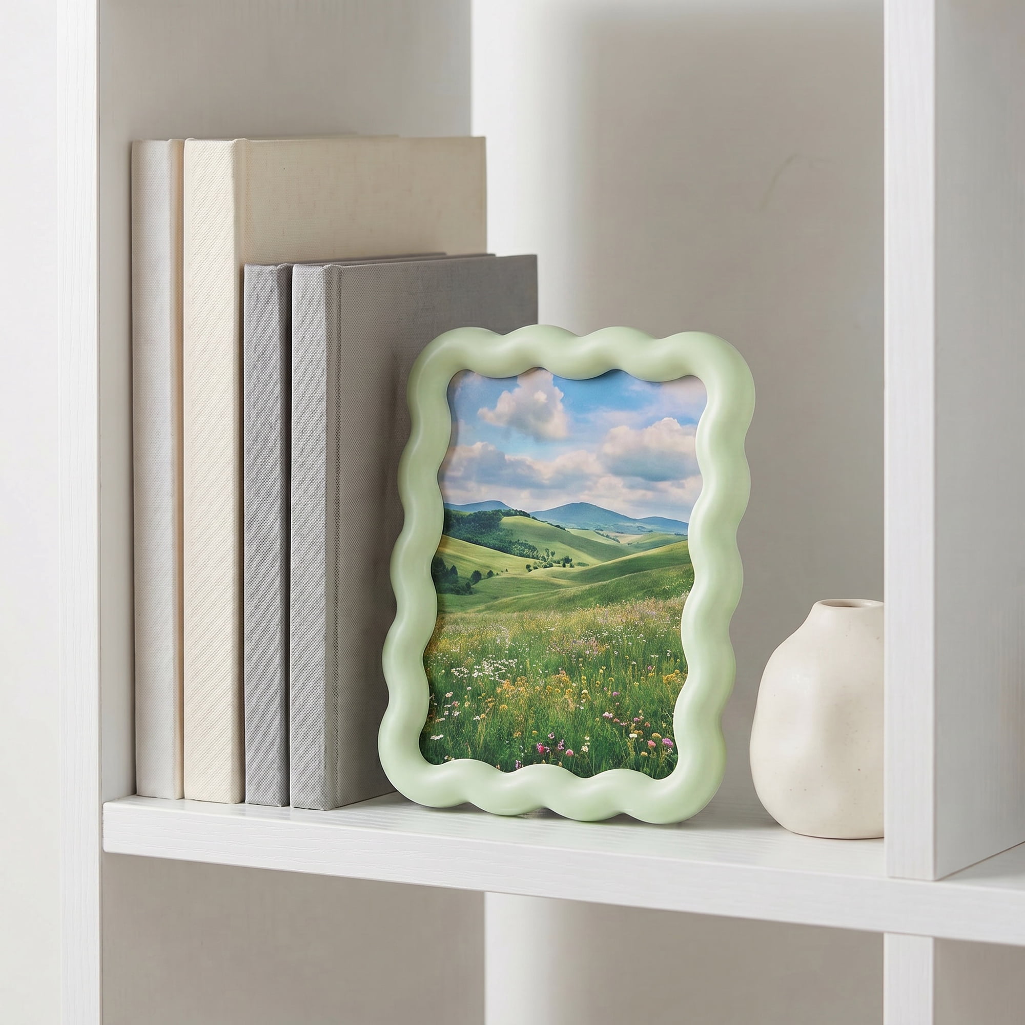 Unique Bargains Photo Frame with HD Glass for Aesthetic Desk Display Green 4" x 6"