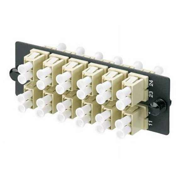 Panduit FAP12WEIDLC Multi-Mode 12-Port Fiber Adapter Panel with Phosphor Bronze Split Sleeve, Electric Ivory